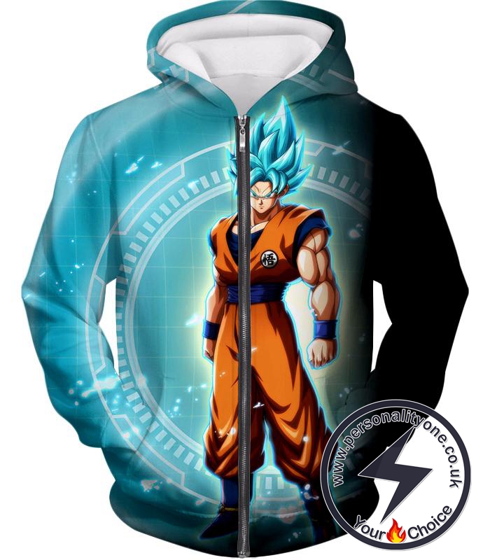 Dragon Ball Super Ultimate Goku Super Saiyan Blue Promo Anime Zip Up Hoodie